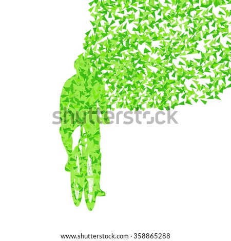 Cyclists rider winner vector background concept made of fragments isolated on white