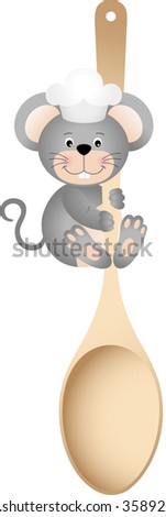 Cook mouse holding wooden spoon