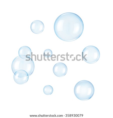 Soap bubbles on a white background Royalty-Free Stock Photo #358930079