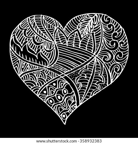 Hand drawn Heart doodle background. Vector illustration