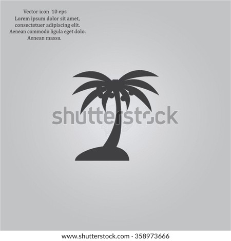 Palm trees silhouette on art island