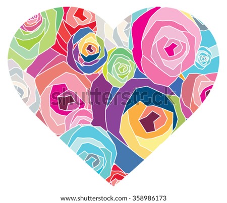 Abstract valentine composition colorful flower of the heart. Vector illustration graphic. colorful roses flower background

