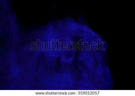 Abstract art. Blue smoke hookah on a black background. Inhalation. The steam generator. The concept of poison gas.