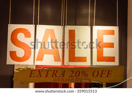 Four vintage brown tags with word sale. A sale/deal promotion notice in the shopping mall