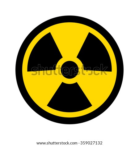 Yellow radioactive / radiation symbol flat yellow vector icon for websites and print Royalty-Free Stock Photo #359027132