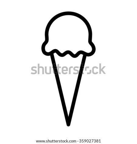 Ice cream cone with one scoop line art vector icon for apps and websites