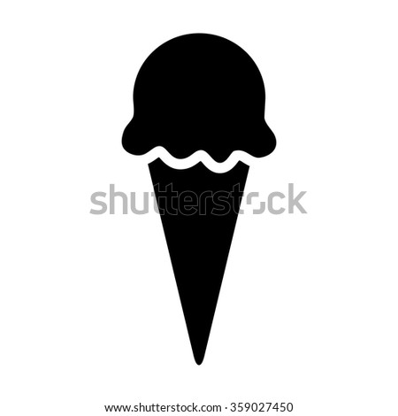 Ice cream cone with one scoop flat vector icon for food apps and websites