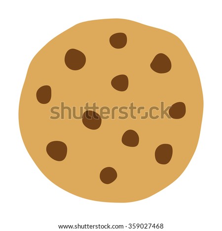 Chocolate chip cookie flat vector icon for food apps and websites