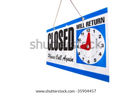 A closed sign on a white background
