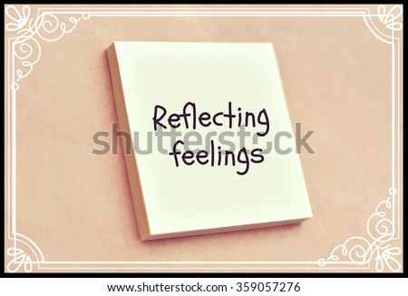 Text reflecting feelings on the short note texture background