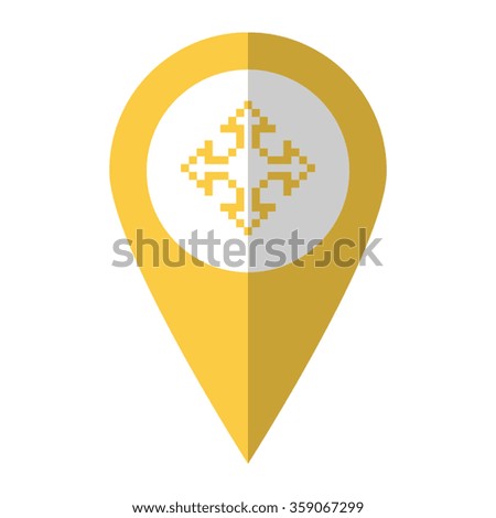 arrow - vector icon;  yellow map pointer