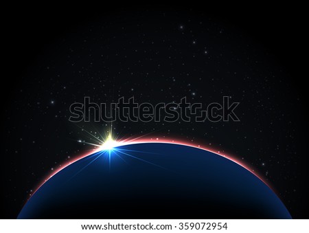 Blue Globe Earth Background. Night Sky With Stars. Vector Illustration