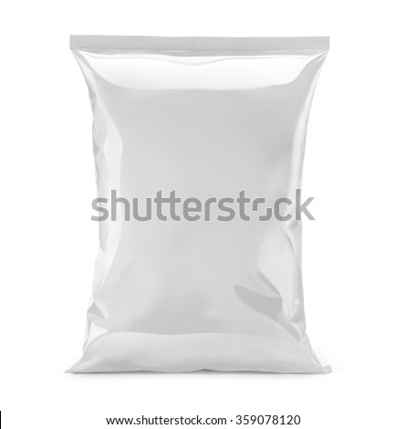 blank or white plastic bag snack packaging isolated on white Royalty-Free Stock Photo #359078120