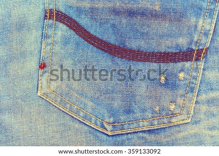 vintage cotton texture, abstract grunge jeans background. back pocket