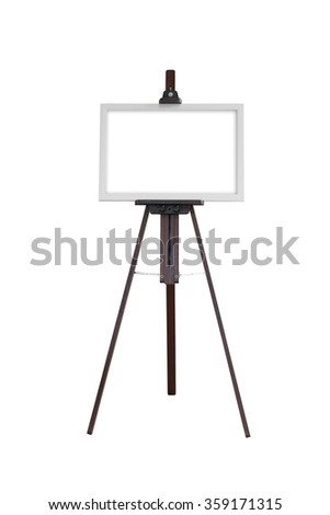 Picture oval frame with wooden easel isolated 