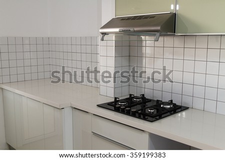 Photo modern white kitchen clean interior design .