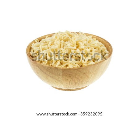 instant noodle in a bowl wooden on white background