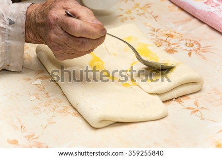 Making puff pastry on the old way.