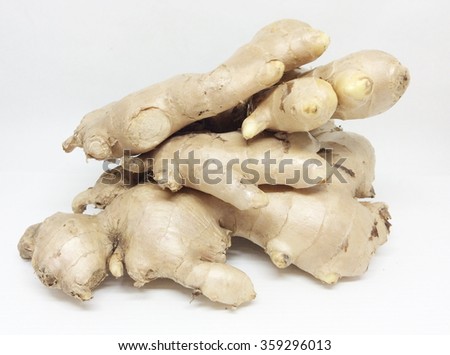 Root ginger isolated on white background.