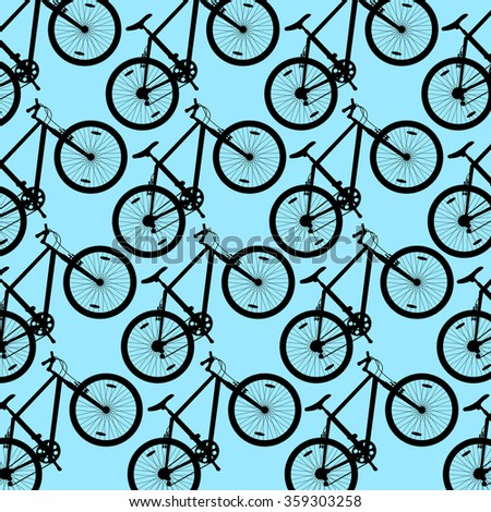 Bicycle pattern wallpaper vintage retro vector background concept blue