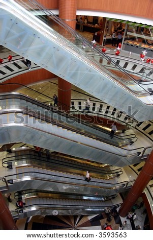 Escalators in mall
