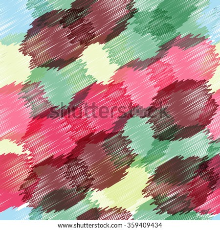 Vector seamless background pattern, with circles, strokes and splashes.