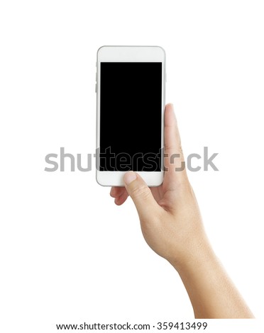 Isolated male hands holding the phone in white background