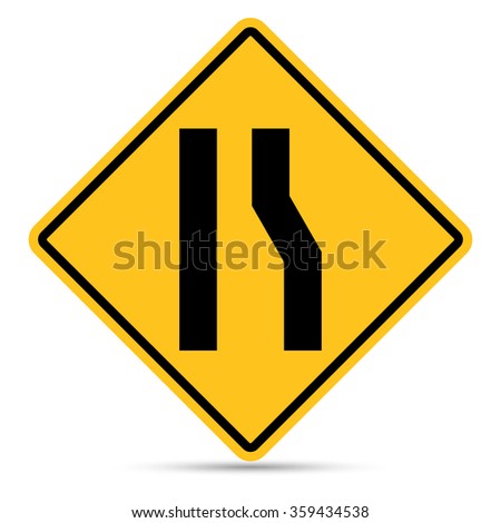 Traffic sign, Right narrow lane sign on white background, Vector illustration EPS10