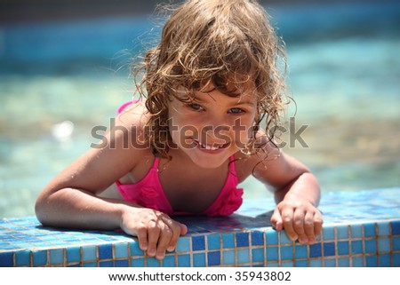 little girl in basin
