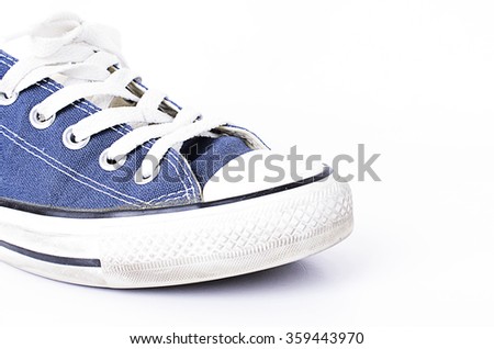 Single blue jeans shoes on white backgrounds