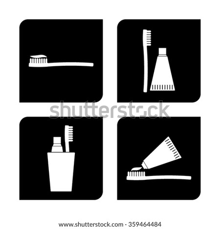 Toothbrush with  toothpaste - vector icon