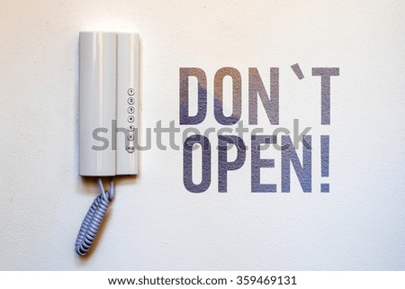 Intercom with insctiption "don't open" , isolated
