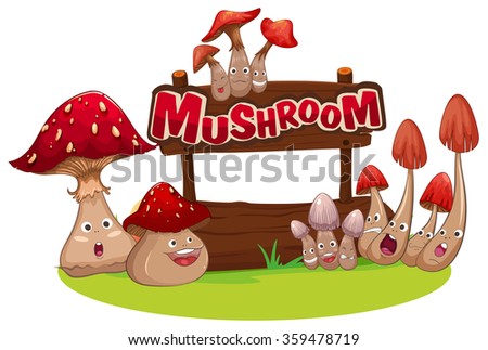 Fresh mushroom with happy face illustration