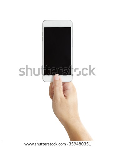 Isolated male hands holding the phone in white background
