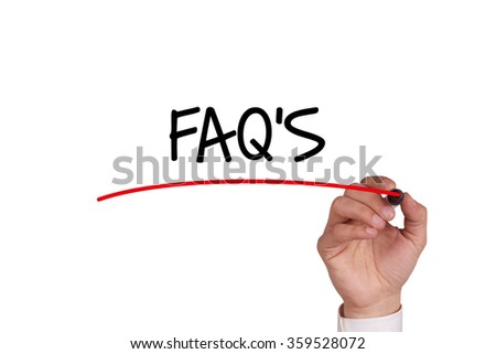 Hand writing FAQ'S with Black Marker on Transparent Wipe Board