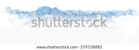 Panorama of winter mountains on white background Royalty-Free Stock Photo #359538881
