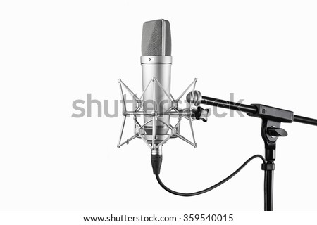 Studio microphone isolated on a white background. Condenser. Royalty-Free Stock Photo #359540015