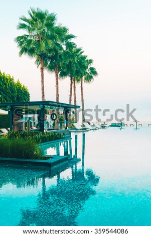 Beautiful luxury hotel swimming pool at twilight times - Vintage Filter