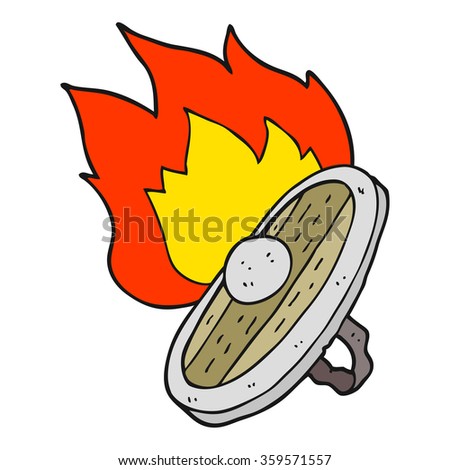 freehand drawn cartoon shield burning