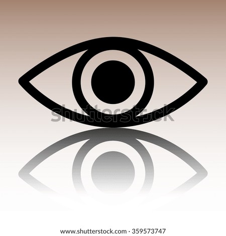 Eye Icon. Black vector illustration with reflection.