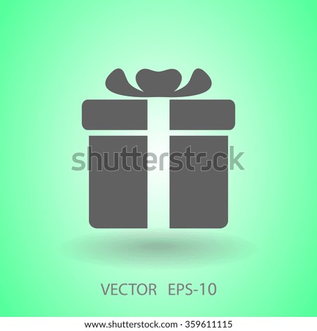 Flat long shadow Gift box icon, vector illustration