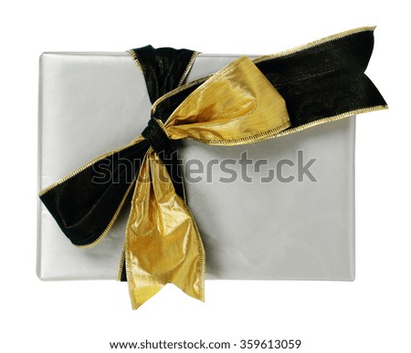 gift box with double-sided ribbon isolated on white