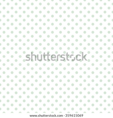Tile vector pastel pattern with mint green polka dots on white background