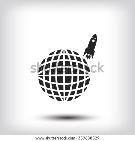 Globe with rocket icon
