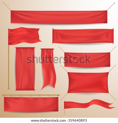 Red textile banners and flags