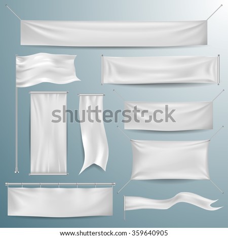 White textile banners and flags