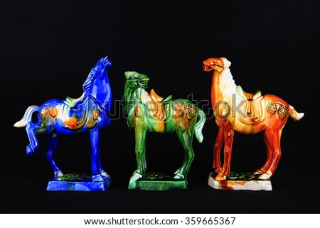 Tang sancai glaze horses