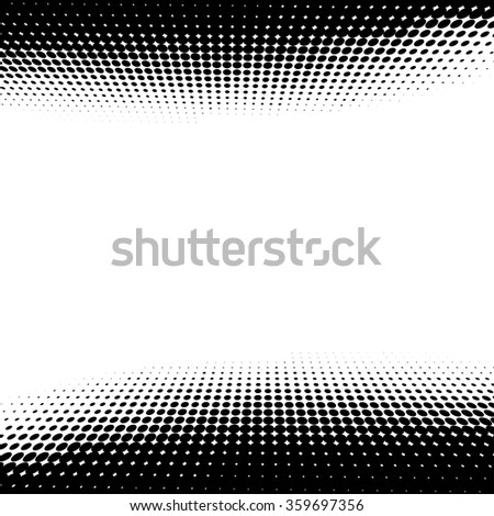 Abstract vector halftone effect frame. Black dots on white background. 
