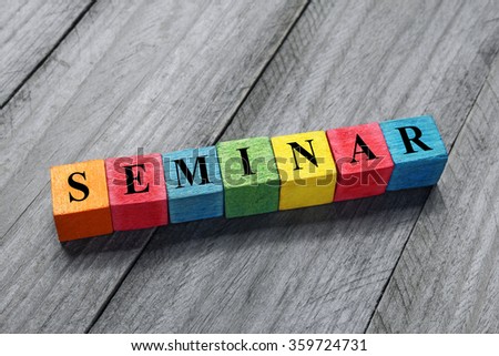 seminar text on colorful wooden cubes