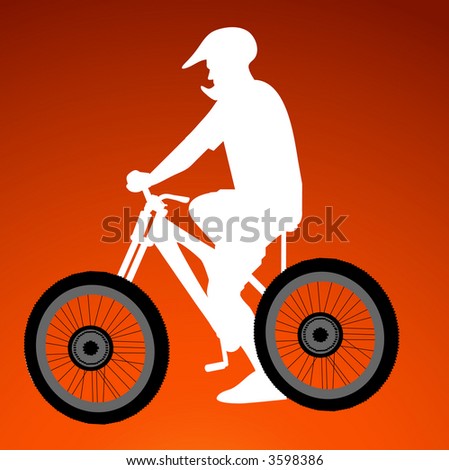 biker with wheels silhouette  vector
